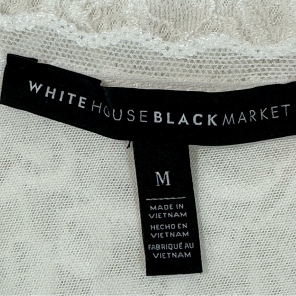 WHITE HOUSE BLACK MARKET Blouse Size L Long Sleeve Lace Lined Round Back… - Picture 10 of 15